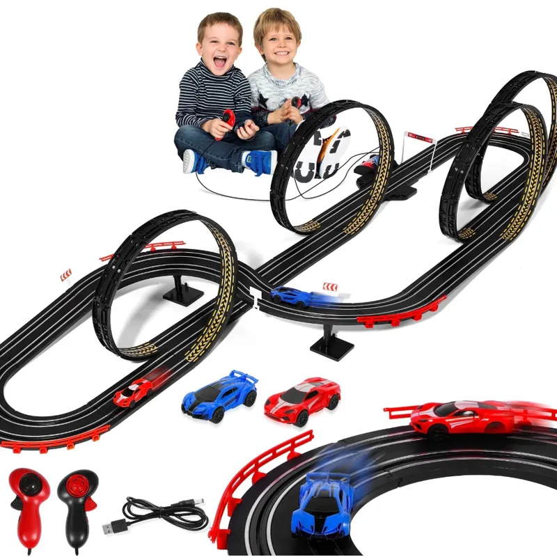 JUGUETERIA EXPRESS - Pista Eléctrica De Carros 4 Giros 600cm Recargable Slot Race
