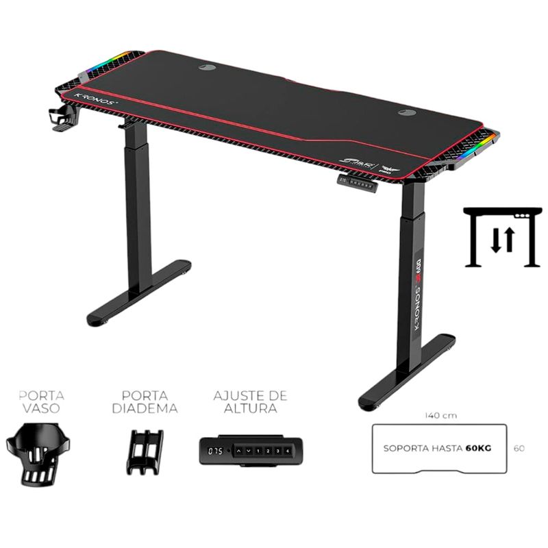JYR TECHNOLOGY - Escritorio Electrico Ajustable Jyr Kronos Jr600 140cm RGB