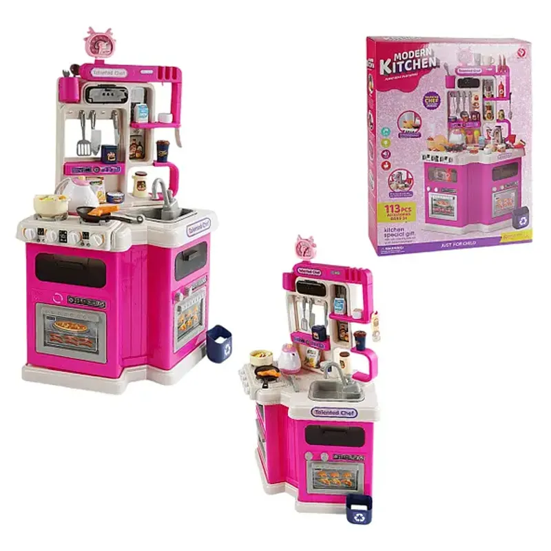 JUGUETERIA EXPRESS - Cocina Infantil Con Agua, Luz, Sonido, Vapor 113 Accesorios niñas
