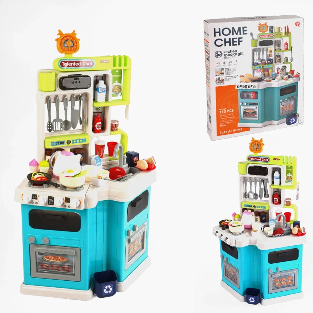 JUGUETERIA EXPRESS - Cocina Infantil Con Agua, Luz, Sonido, Vapor 113 Accesorios niños