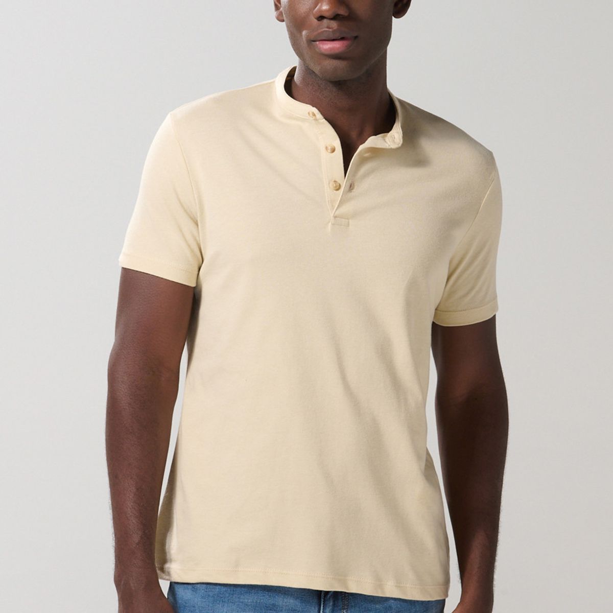 KOAJ - KOAJ Camiseta polo cuello nerú kaki clara con manga corta Hombre