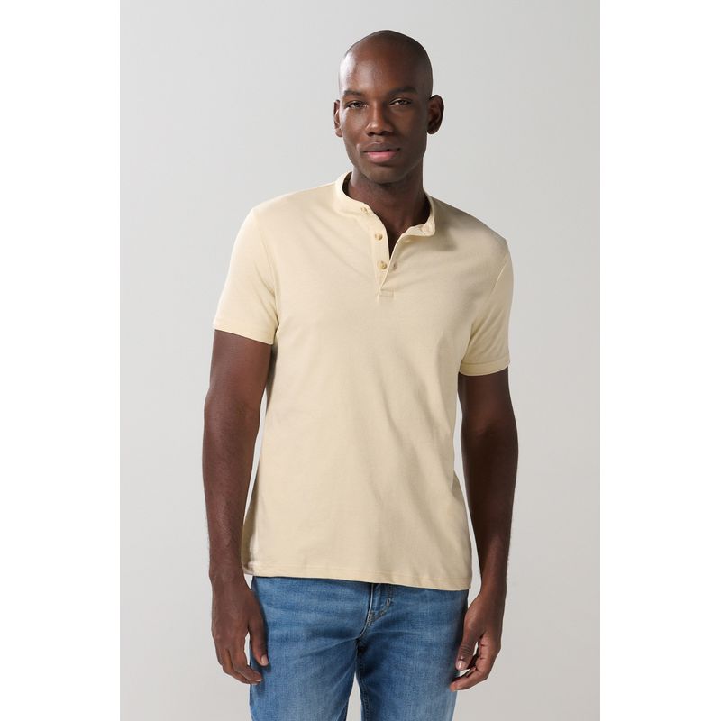 KOAJ - KOAJ Camiseta polo cuello nerú kaki clara con manga corta Hombre