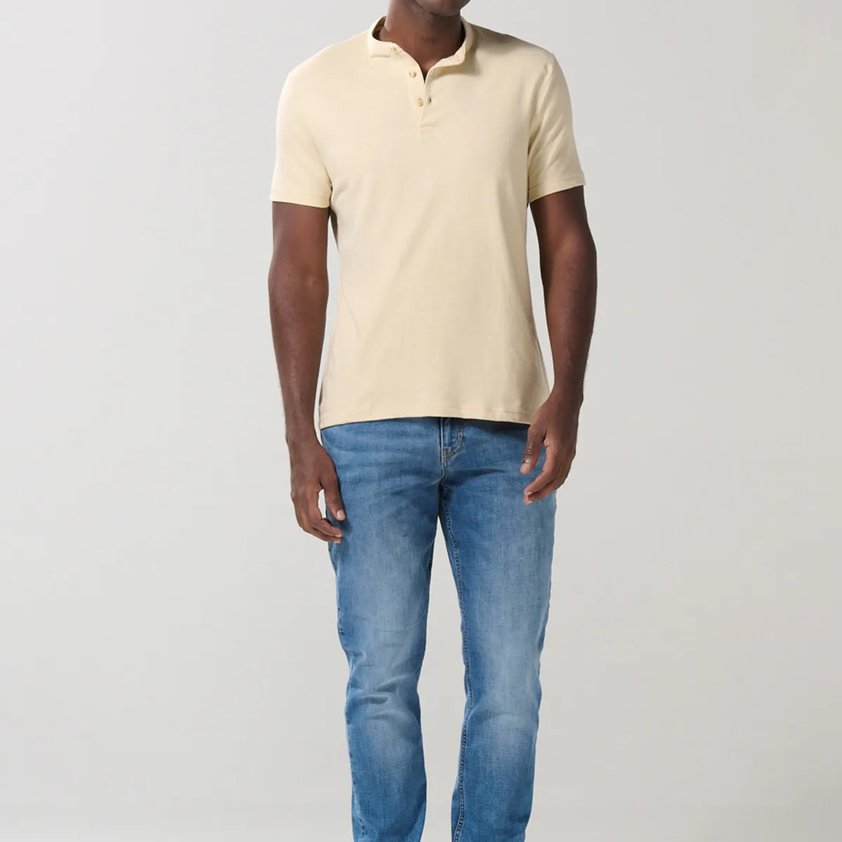 KOAJ - KOAJ Camiseta polo cuello nerú kaki clara con manga corta Hombre