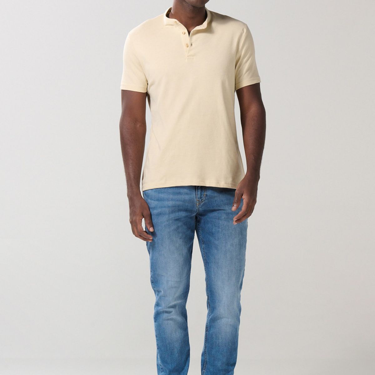 KOAJ - KOAJ Camiseta polo cuello nerú kaki clara con manga corta Hombre