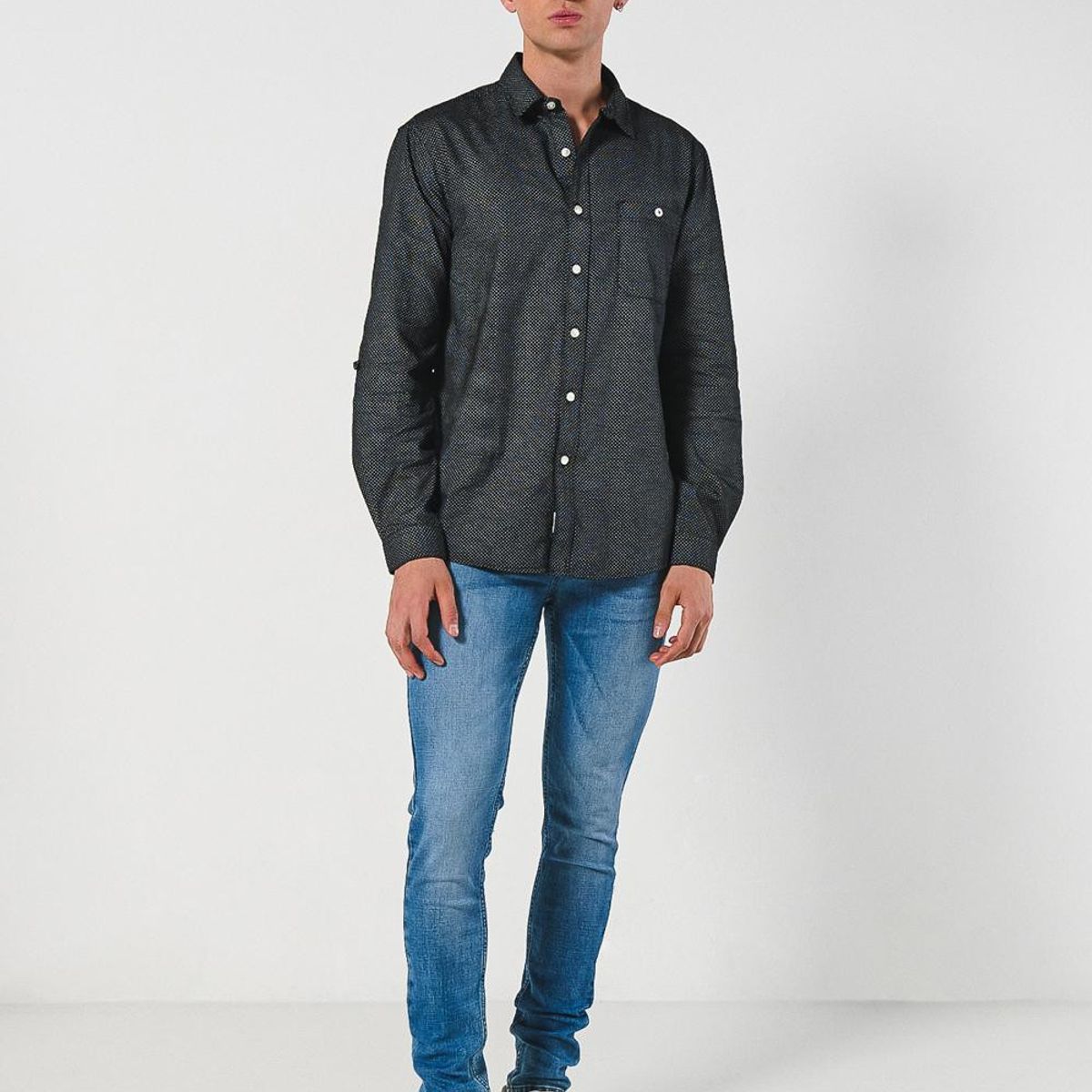 KOAJ - KOAJ Camisa cuello sport collar manga larga en slim fit Hombre