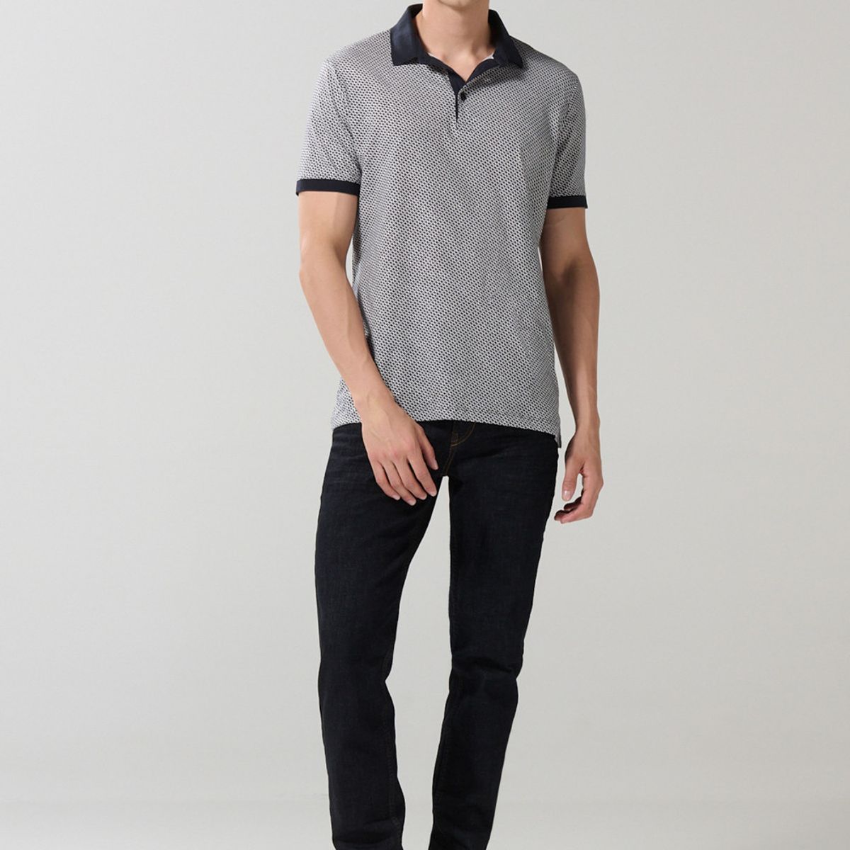 KOAJ - KOAJ Camiseta polo azul intensa con cuello y puños en contra Hombre