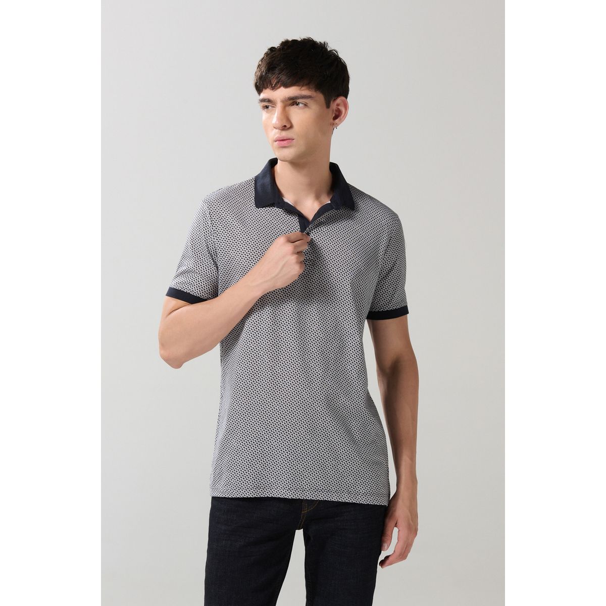 KOAJ - KOAJ Camiseta polo azul intensa con cuello y puños en contra Hombre