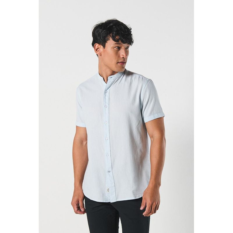 KOAJ - KOAJ Camisa cuello neru o mao manga corta en slim fit Hombre