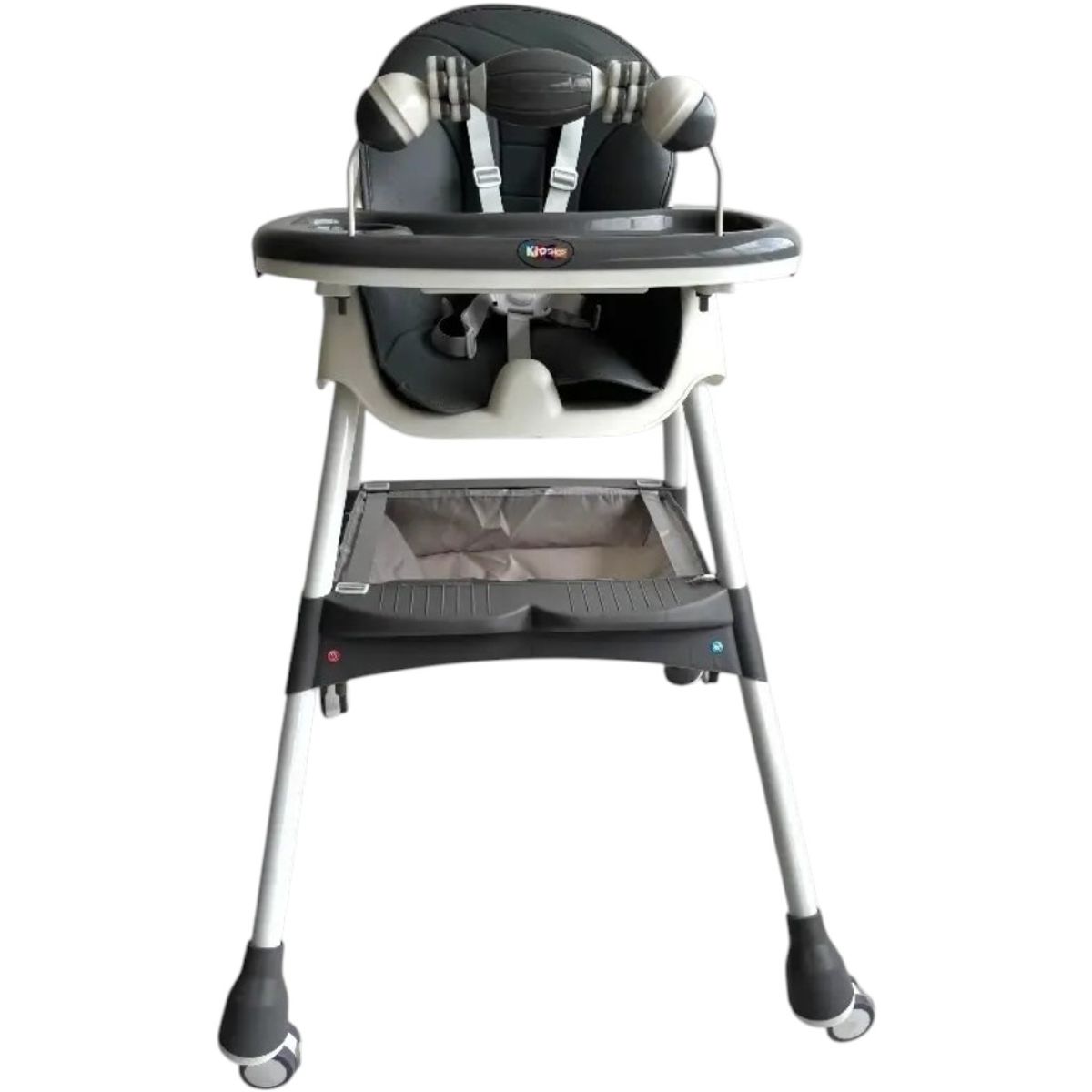 KIDSHOP - Silla Comedor Para Bebé Plegable Con Ruedas 555-13A Gris