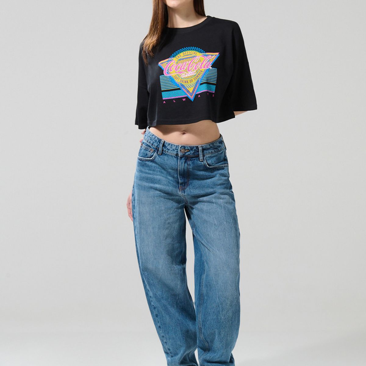 KOAJ - KOAJ Camiseta crop top femenina fit oversize manga corta con Mujer