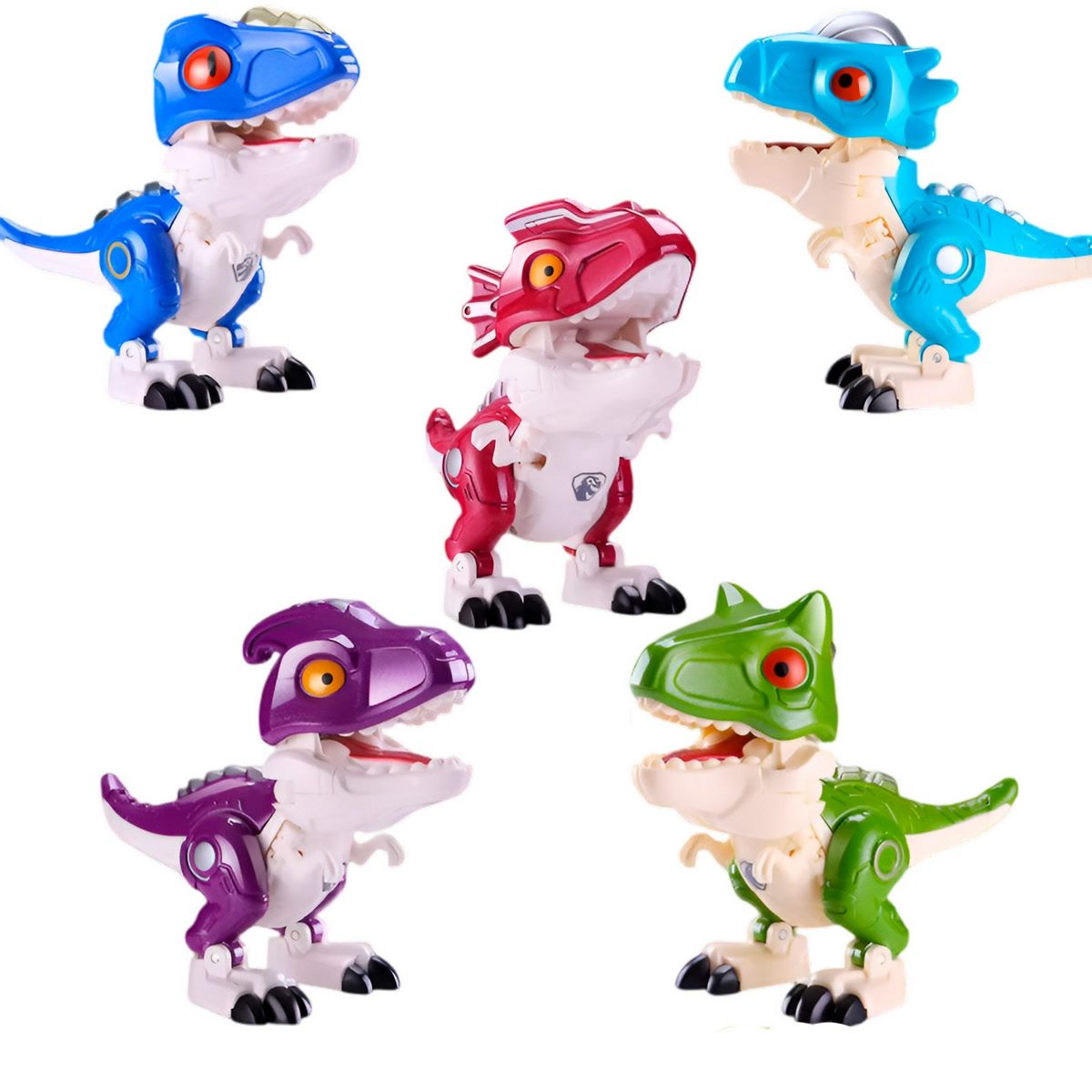 GENERICO - Dinosaurio Rex Transformable En Robot Coleccion X 6 Unidades