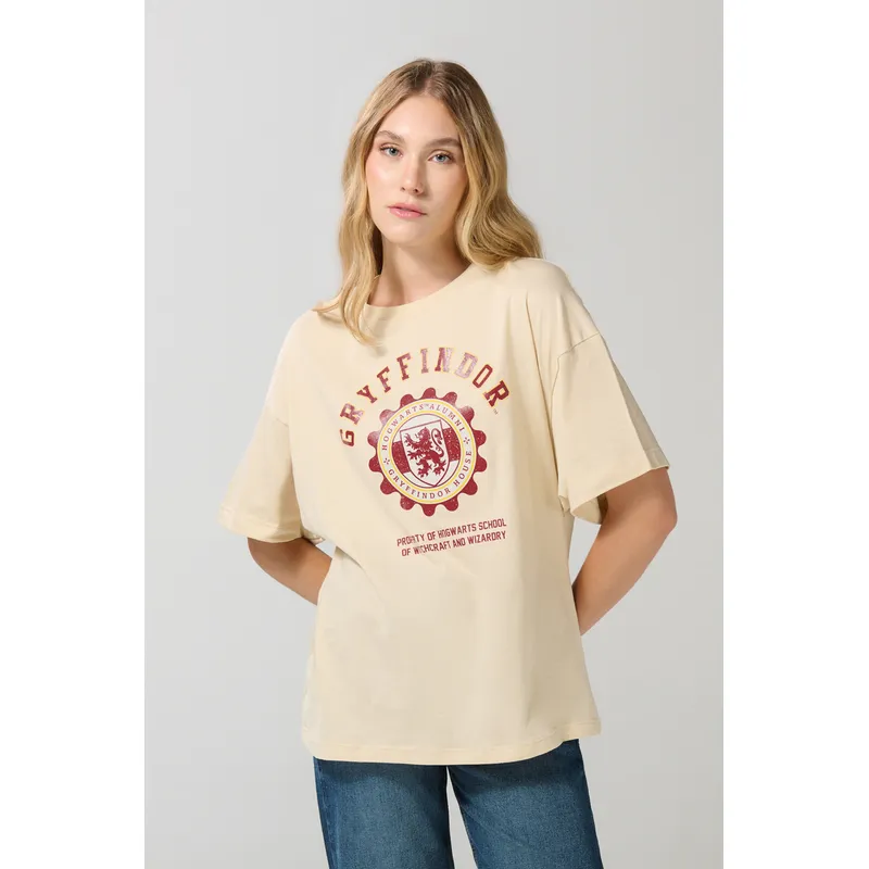 KOAJ - KOAJ Camiseta oversize kaki cuello redondo de Harry Potter Mujer