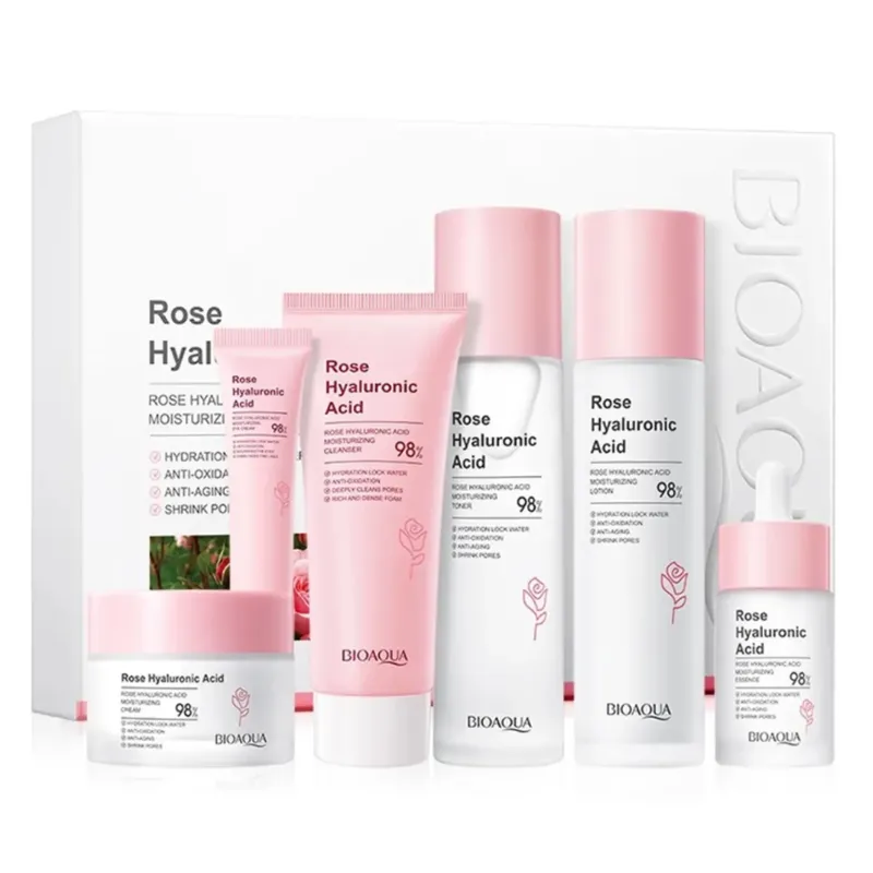 BIOAOUA - Kit Facial Rosas Acido Hialuronico Rose Bioaqua X 6