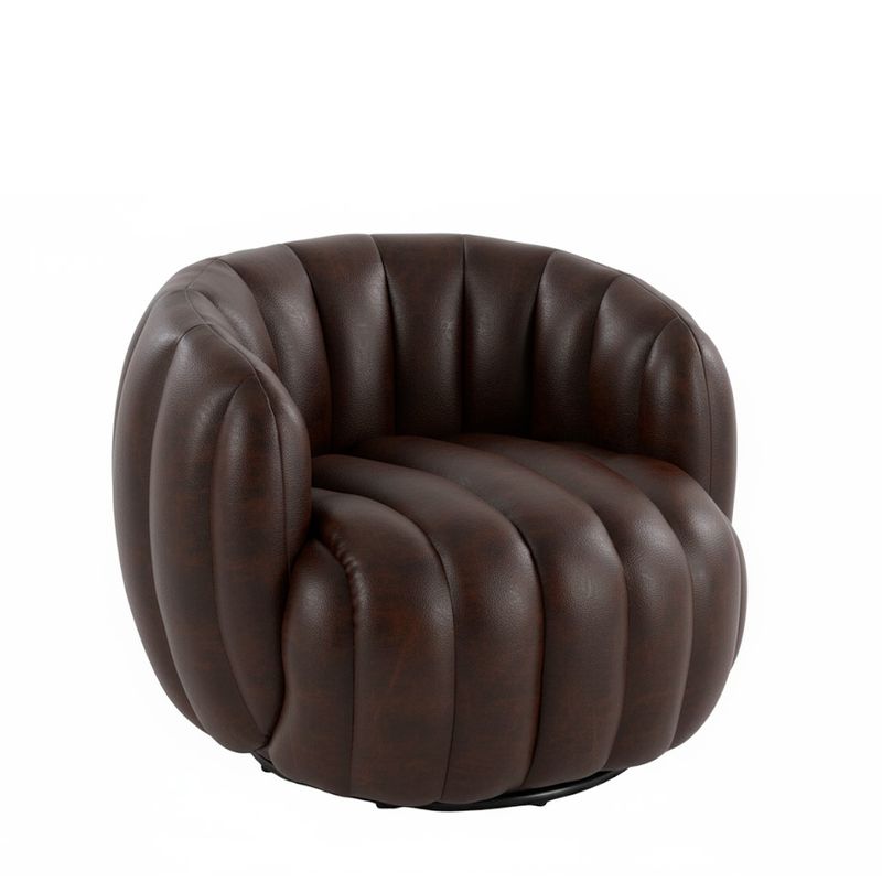 GENERICO - Silla Moderna Giratoria Cuero Sintético Marrón