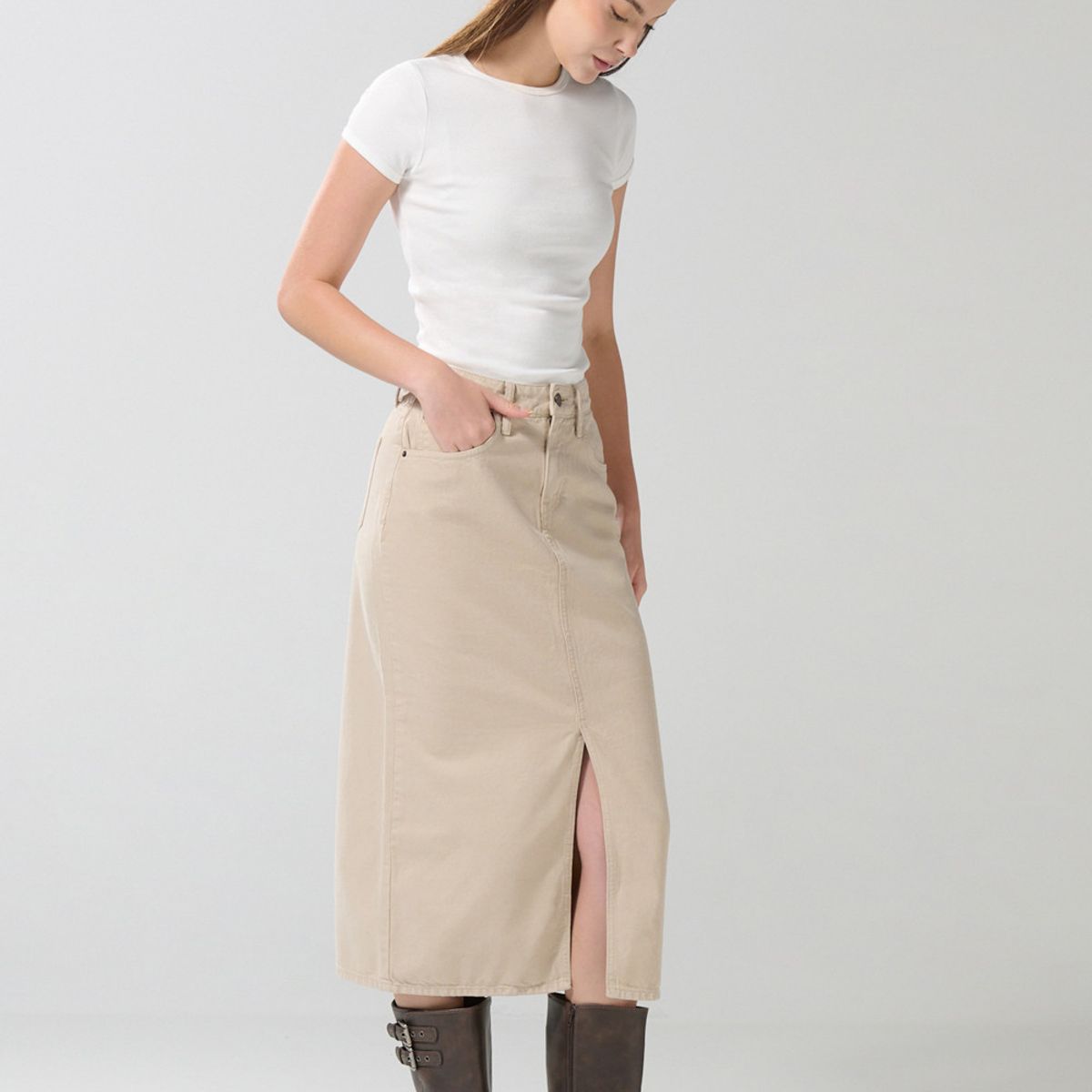 KOAJ - KOAJ Camiseta ajustada unicolor manga corta con texturas de  Mujer