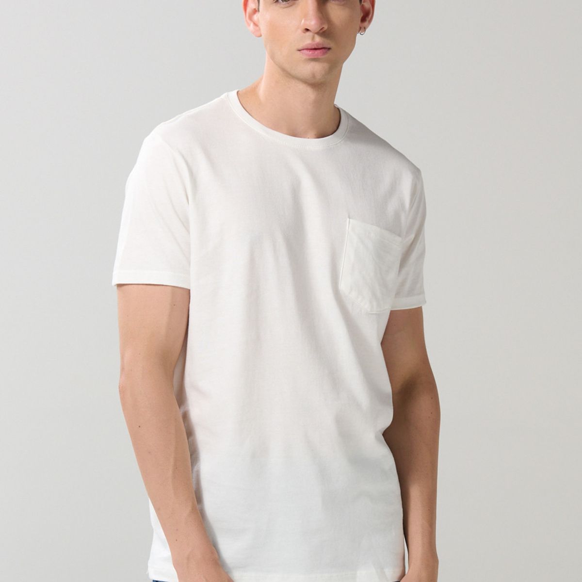 KOAJ - KOAJ Camiseta en algodón unicolor con bolsillo y manga corta Hombre