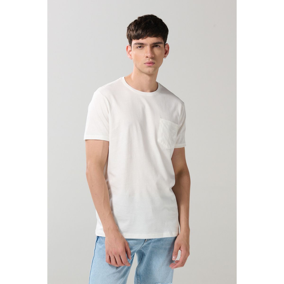 KOAJ - KOAJ Camiseta en algodón unicolor con bolsillo y manga corta Hombre