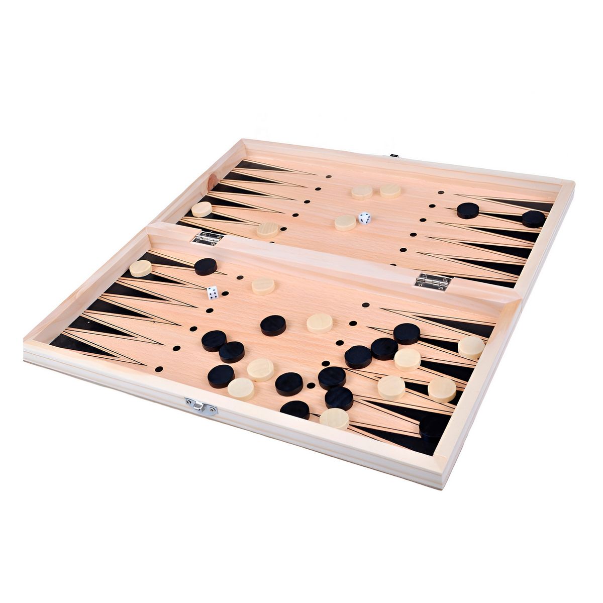 GENERICO - Juego De Mesa En Madera Ajedrez Y Backgammon 2 En 1 Grande