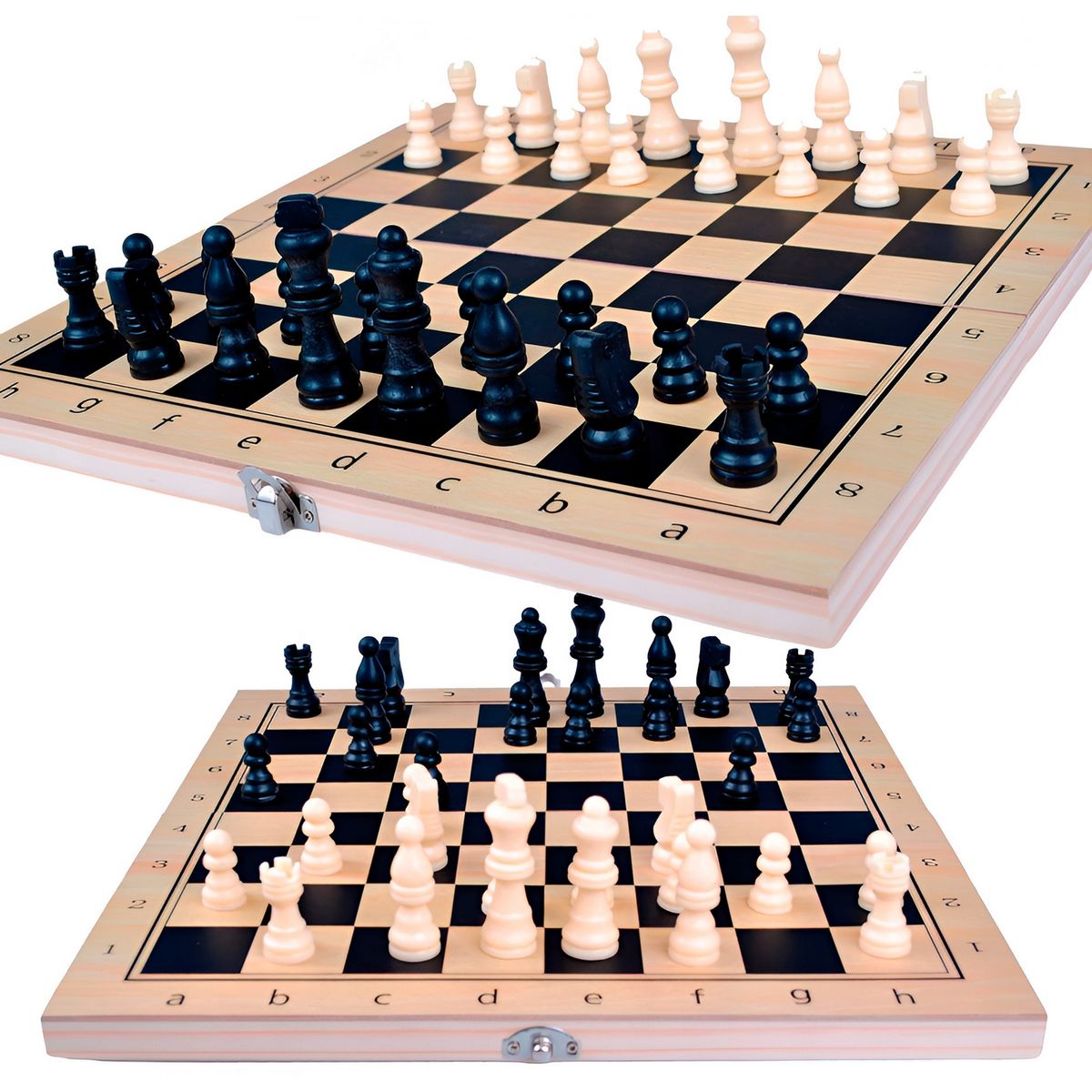 GENERICO - Juego De Mesa En Madera Ajedrez Y Backgammon 2 En 1 Grande