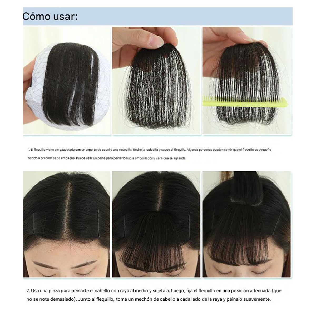 GENERICO - Capul Flequillo Postizo Peluca Falso Extension Cabello Marrón oscuro