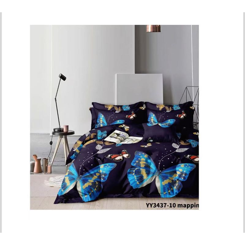 SIRENITAS - Juego de sabanas Cama Doble Mariposas Azul Oscuro