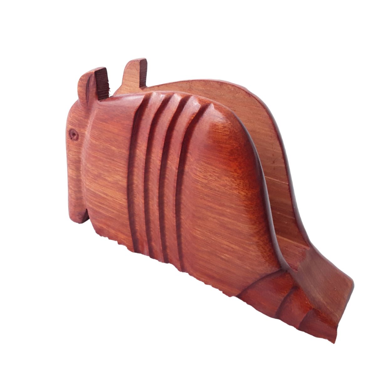 ARTESANAL - PORTASERVILLETAS O SERVILLETERO TALLADO EN MADERA MOTIVO ARMADILLO