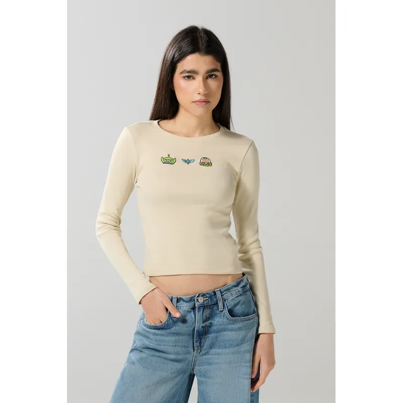 KOAJ - KOAJ Camiseta kaki clara manga larga ajustada en rib Mujer