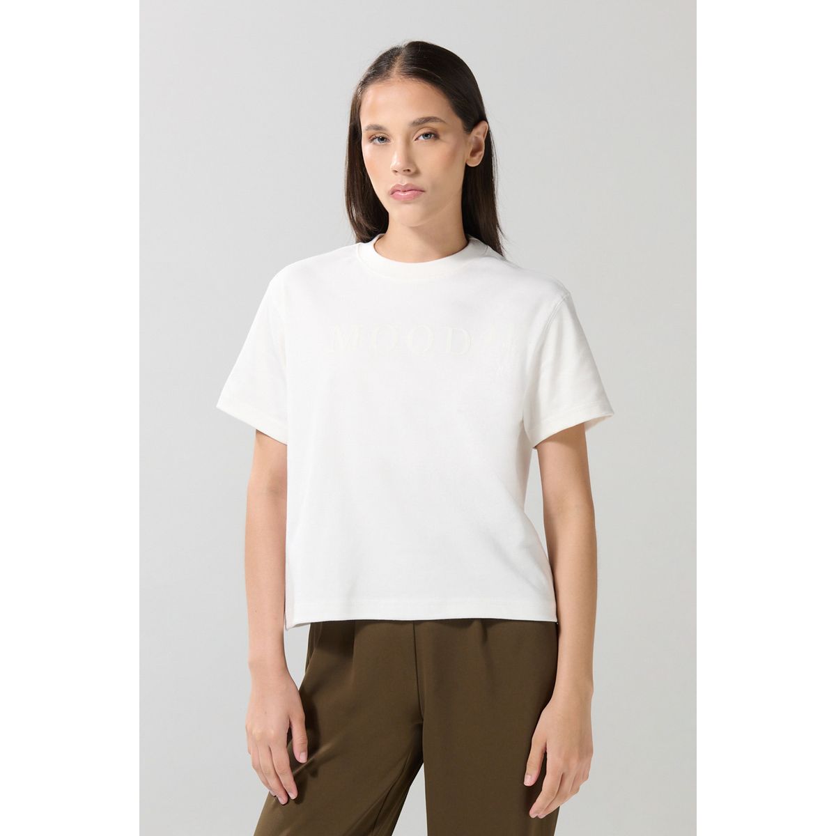 KOAJ - KOAJ Camiseta estampada unicolor holgada manga corta Mujer