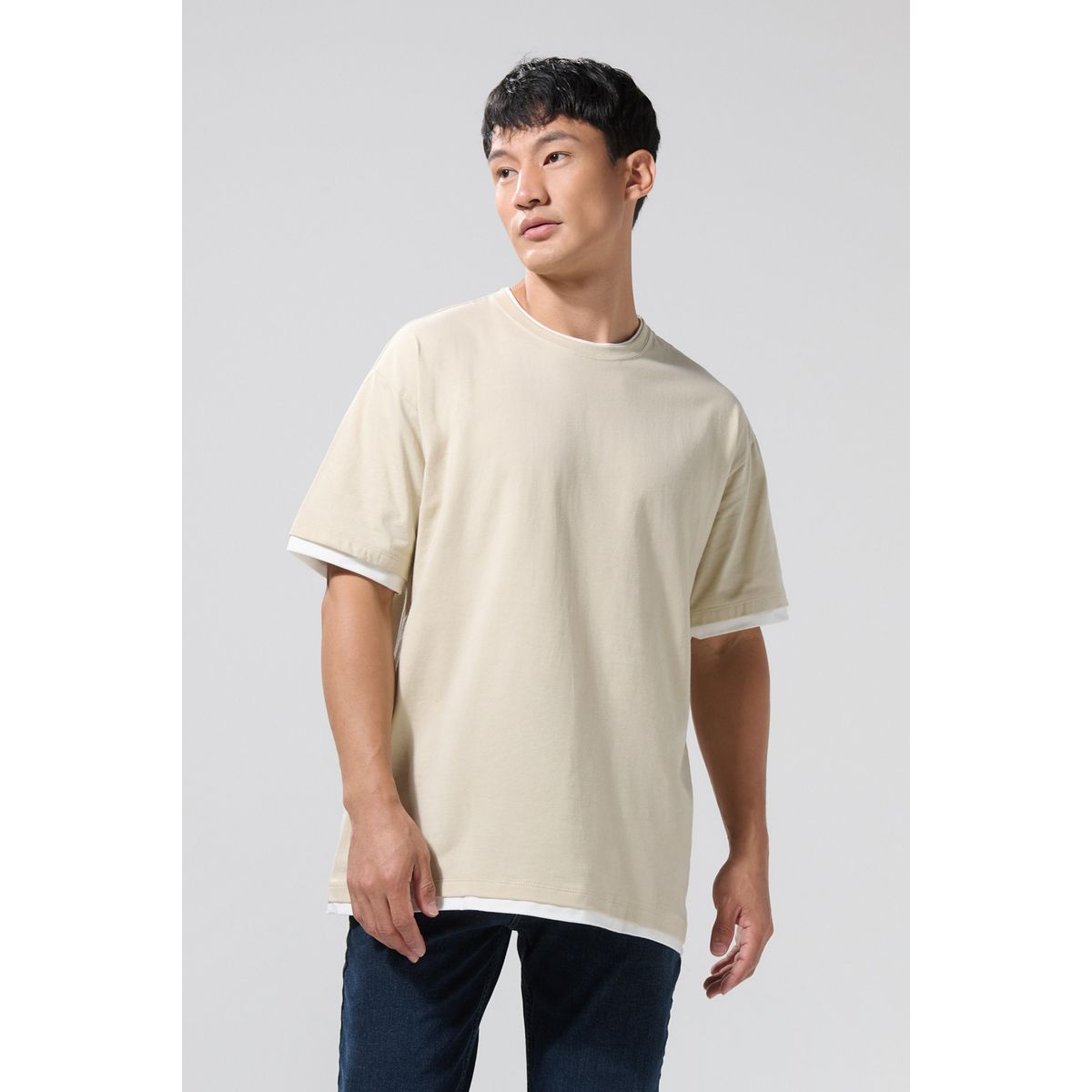 KOAJ - KOAJ Camiseta unicolor para hombre oversize contrastes en ma Hombre
