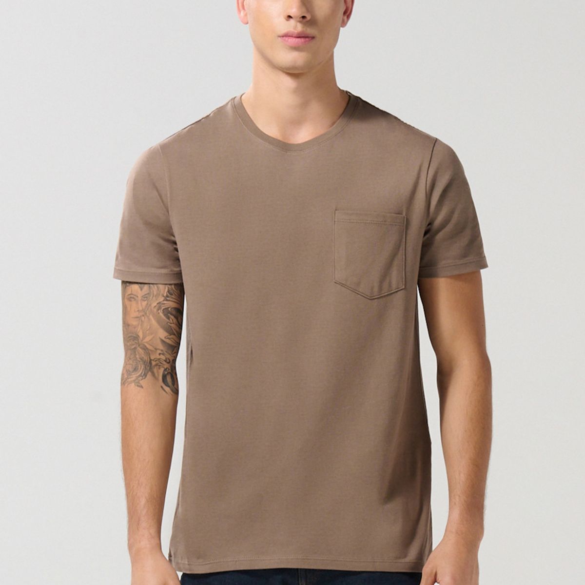 KOAJ - KOAJ Camiseta en algodón manga corta unicolor con bolsillo Hombre