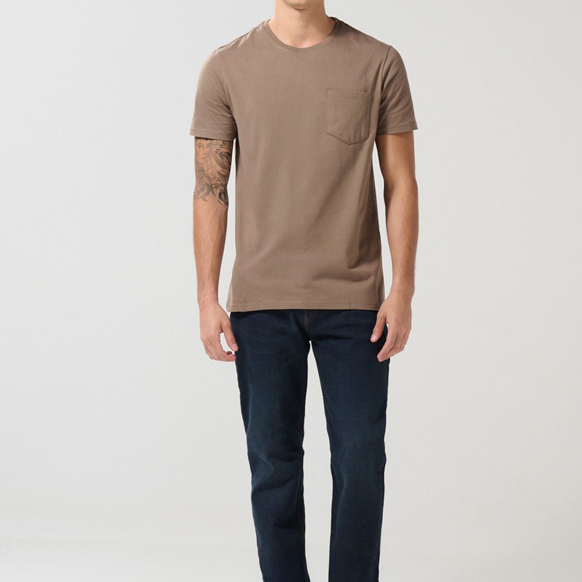 KOAJ - KOAJ Camiseta en algodón manga corta unicolor con bolsillo Hombre