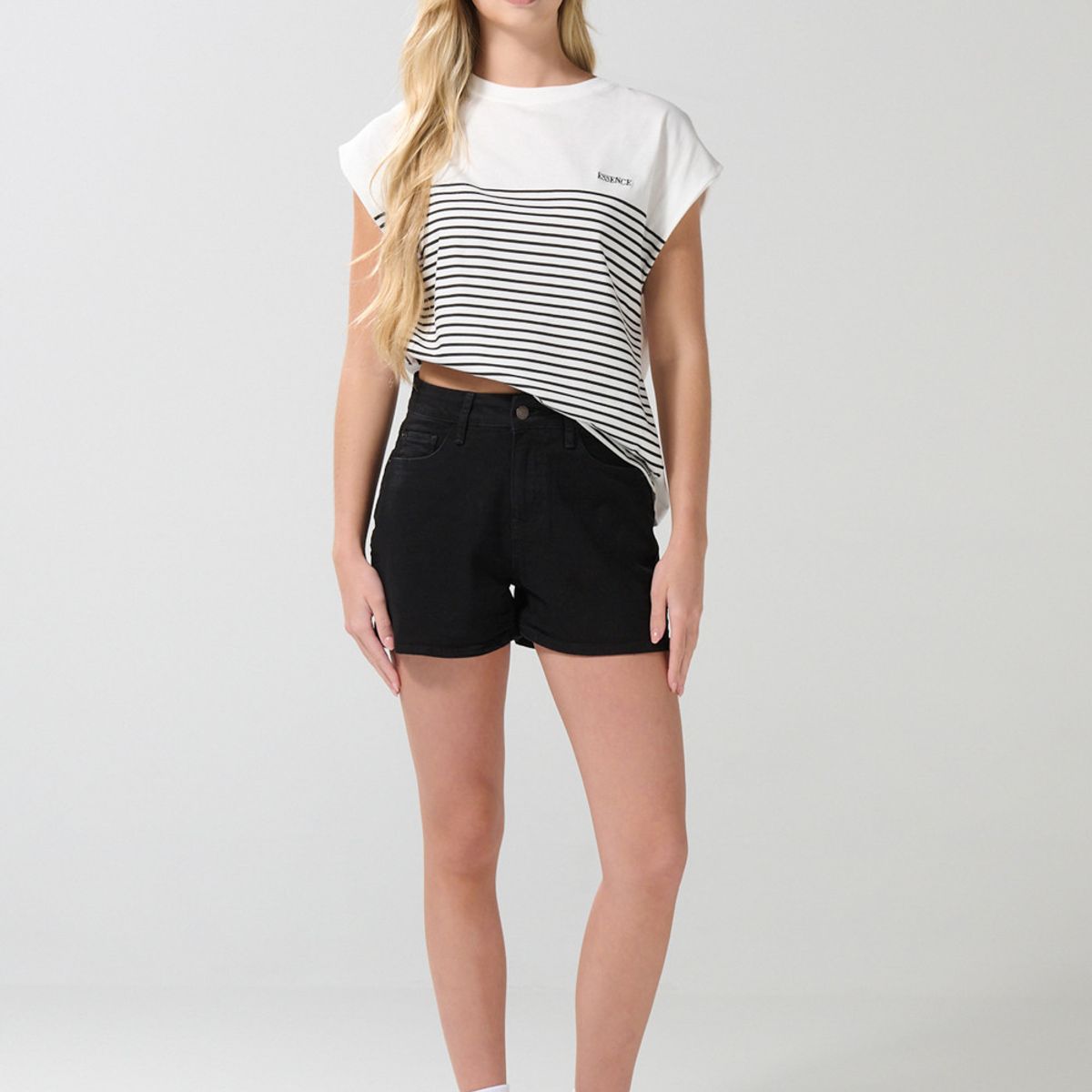 KOAJ - KOAJ Camiseta manga corta incluida crema con texto y rayas Mujer