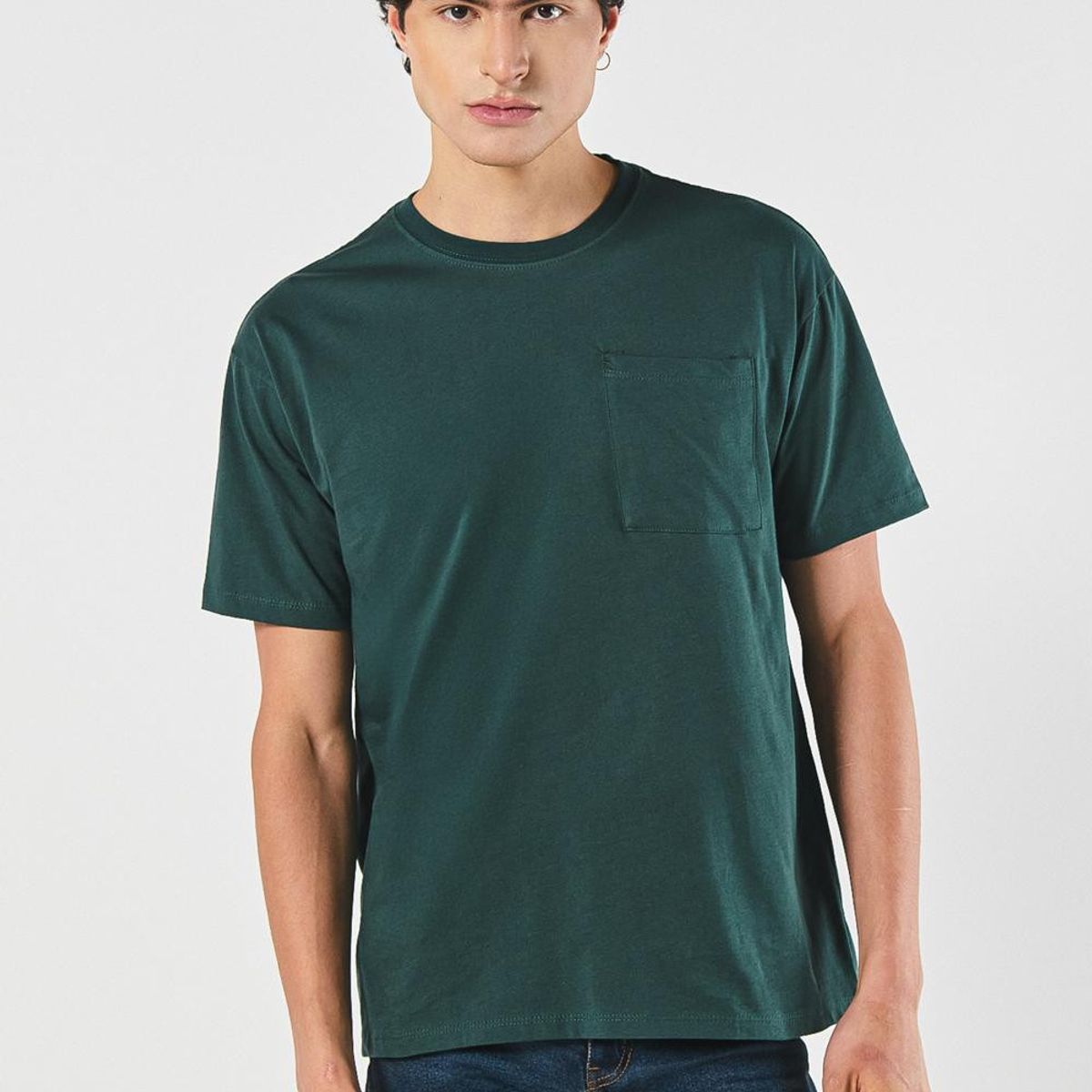 KOAJ - KOAJ Camiseta unicolor cuello redondo con bolsillo cuadrado Hombre