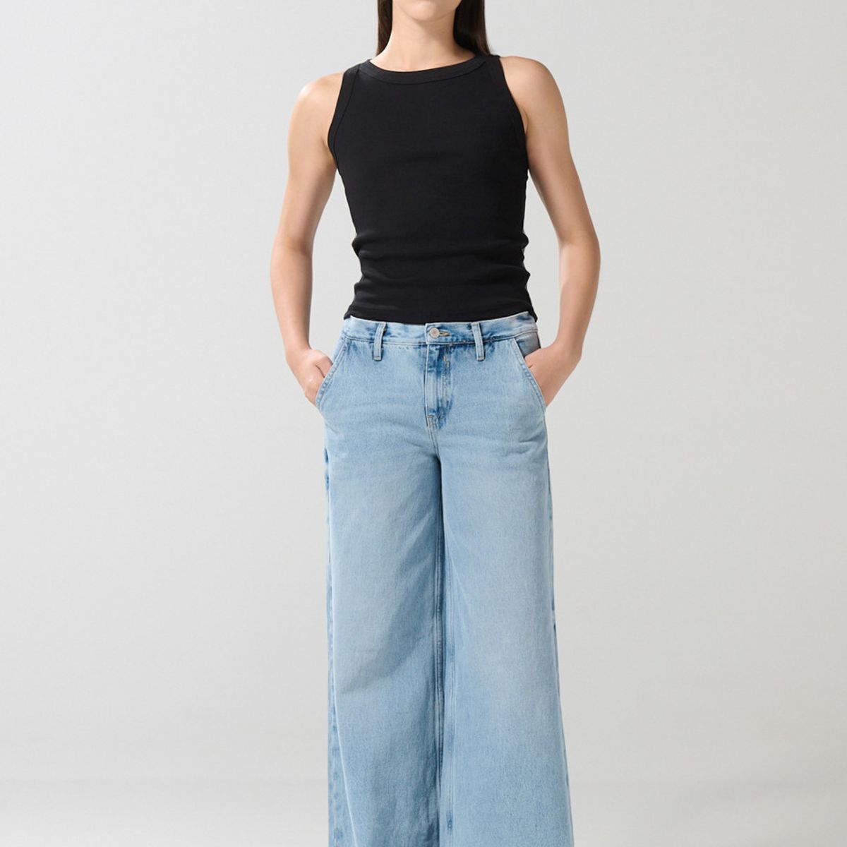 KOAJ - KOAJ Camiseta unicolor manga sisa en tela acanalada Mujer