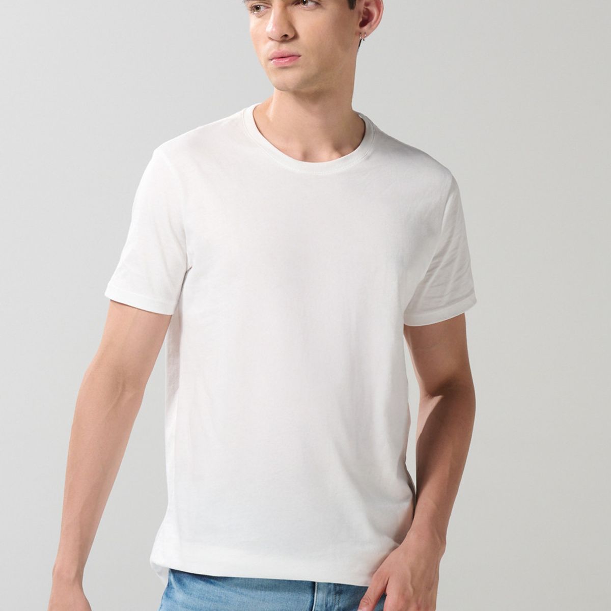 KOAJ - KOAJ Camiseta en algodón ajustada unicolor cuello redondo Hombre