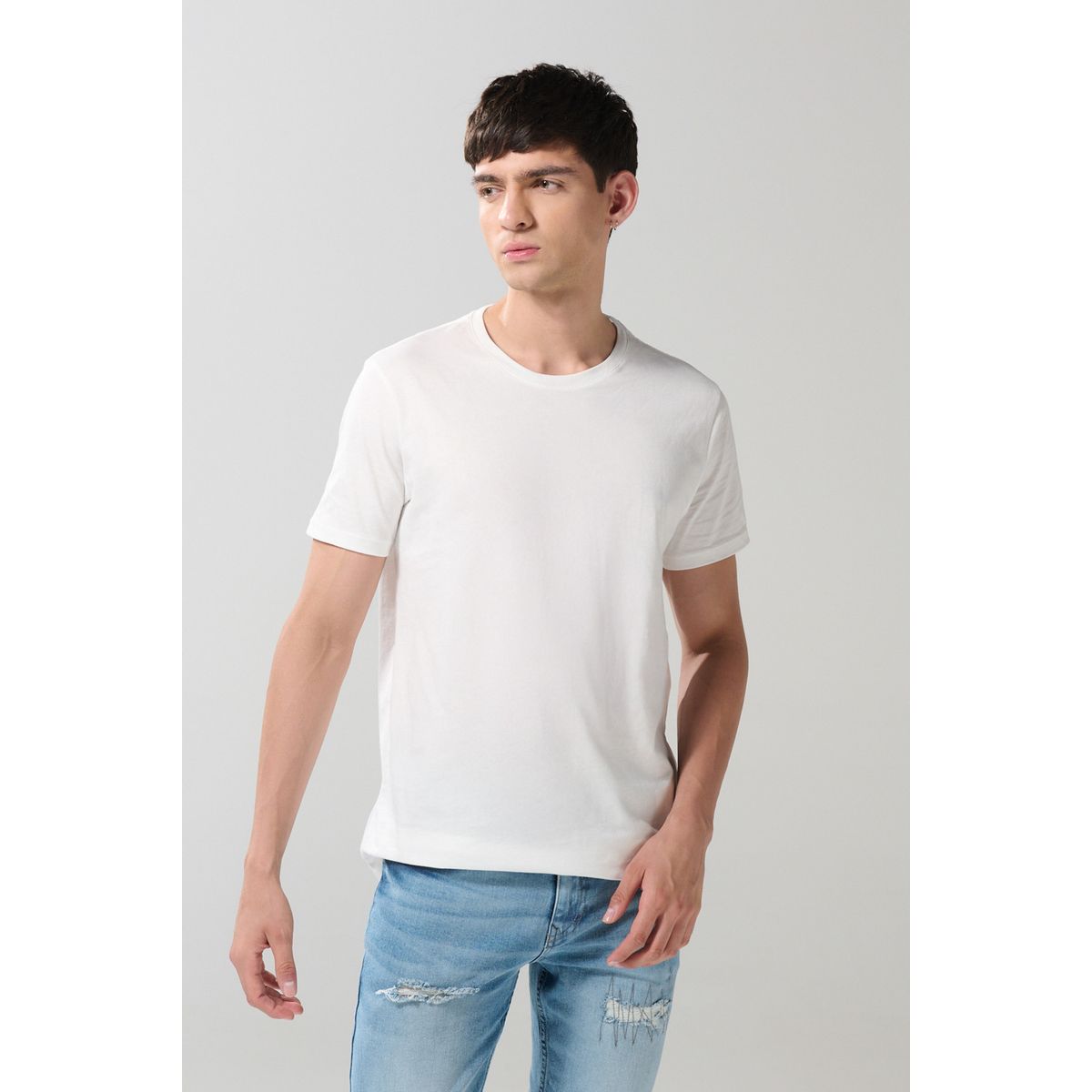 KOAJ - KOAJ Camiseta en algodón ajustada unicolor cuello redondo Hombre
