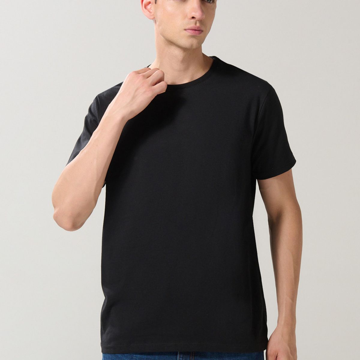 KOAJ - KOAJ Camiseta en algodón ajustada unicolor cuello redondo Hombre