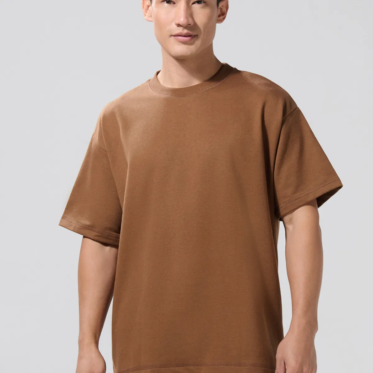 KOAJ - KOAJ Camiseta unicolor manga corta oversize en tela gruesa Hombre
