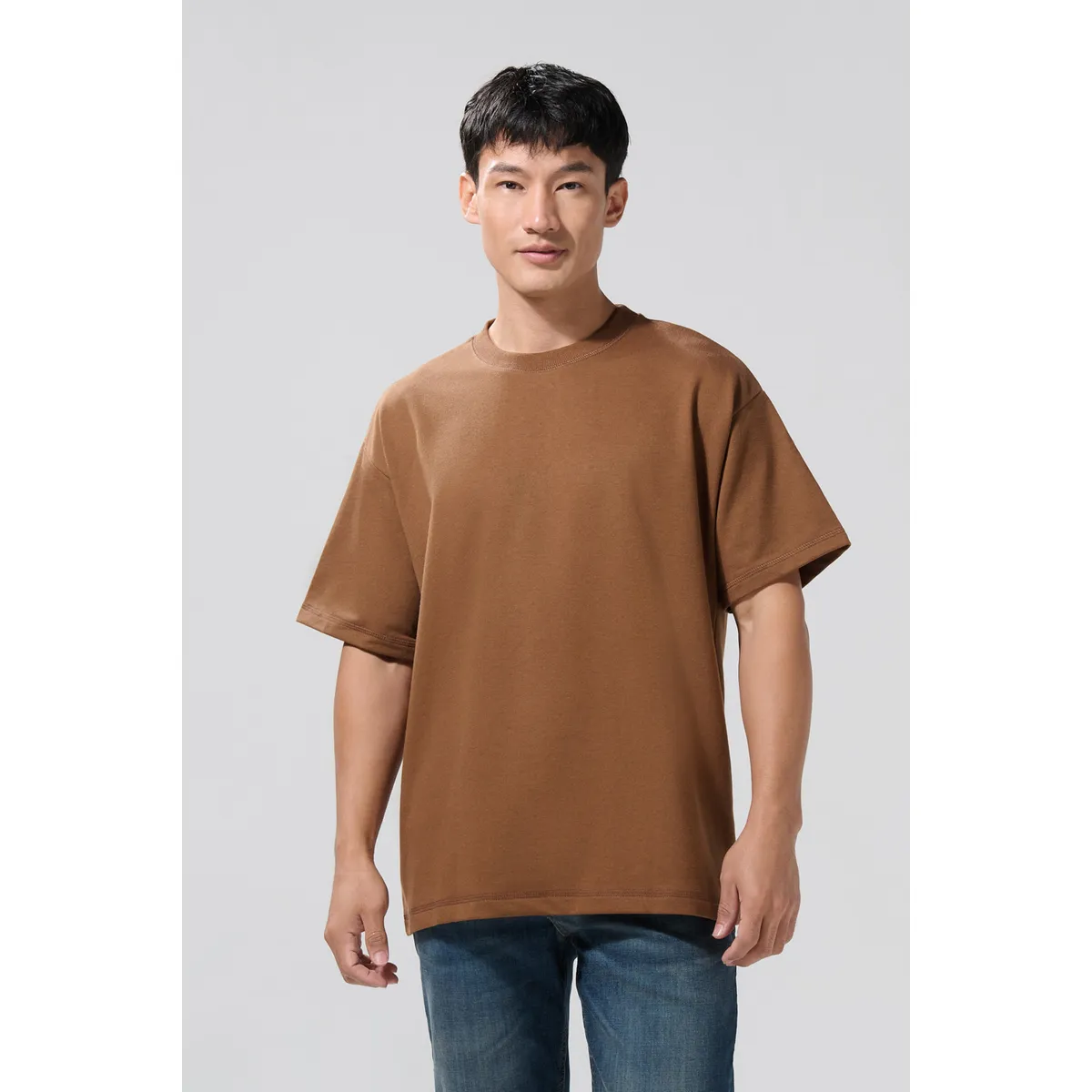 KOAJ - KOAJ Camiseta unicolor manga corta oversize en tela gruesa Hombre