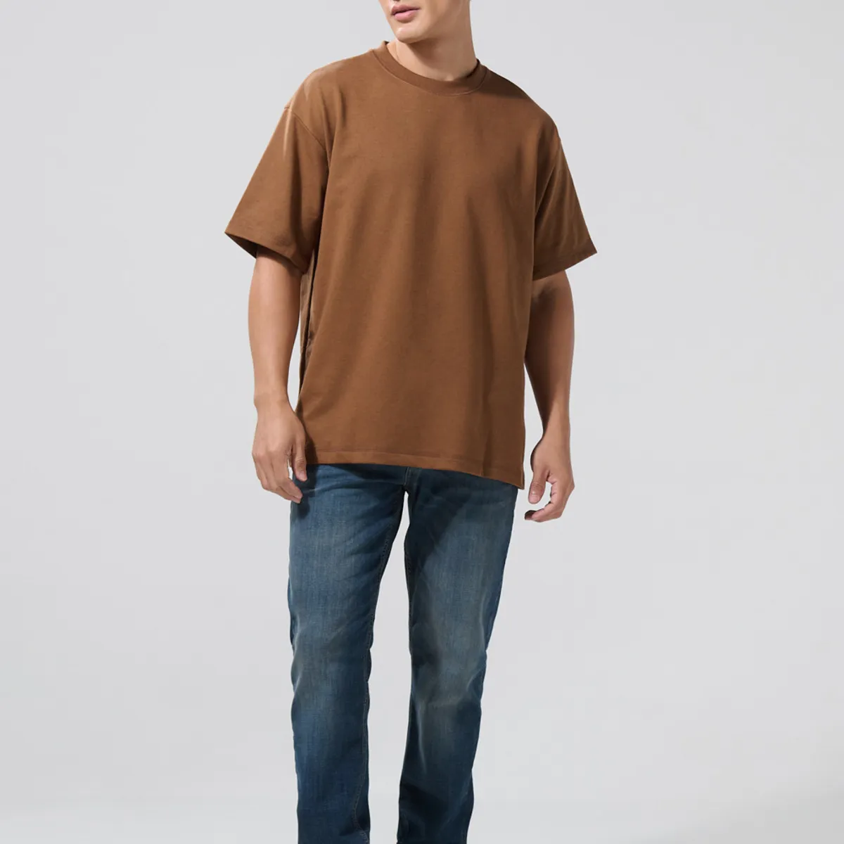KOAJ - KOAJ Camiseta unicolor manga corta oversize en tela gruesa Hombre
