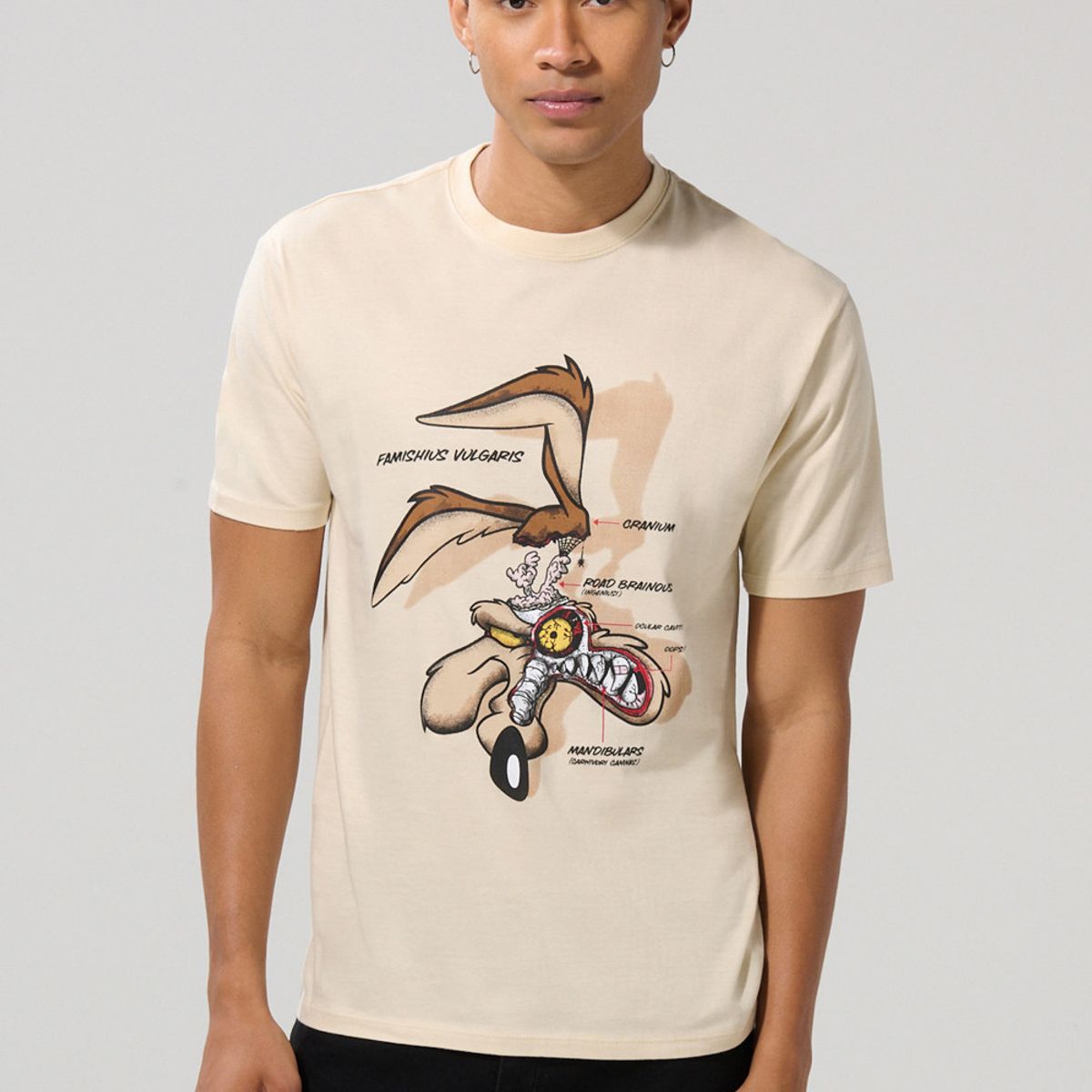 KOAJ - KOAJ Camiseta de Looney Tunes kaki clara cuello redondo Hombre