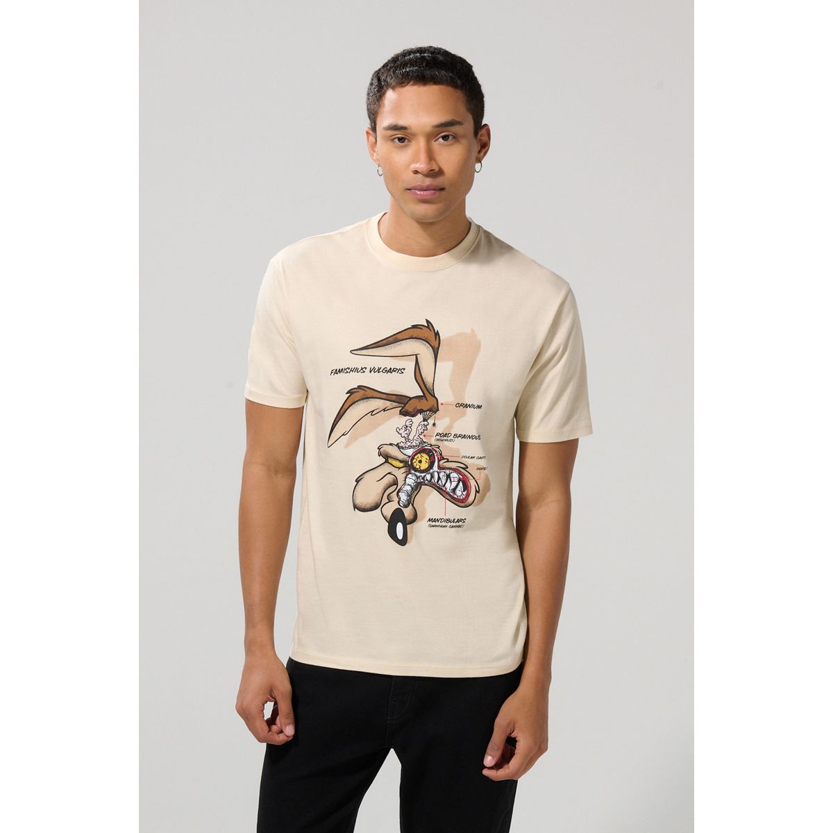 KOAJ - KOAJ Camiseta de Looney Tunes kaki clara cuello redondo Hombre