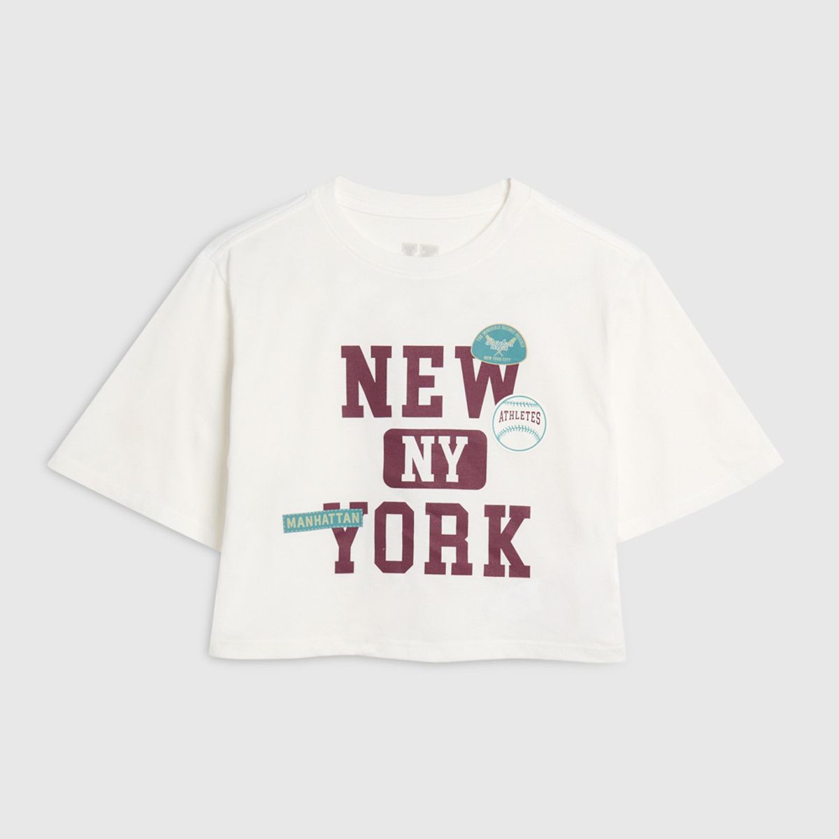 KOAJ - KOAJ Camiseta crop top college crema con manga corta Niña