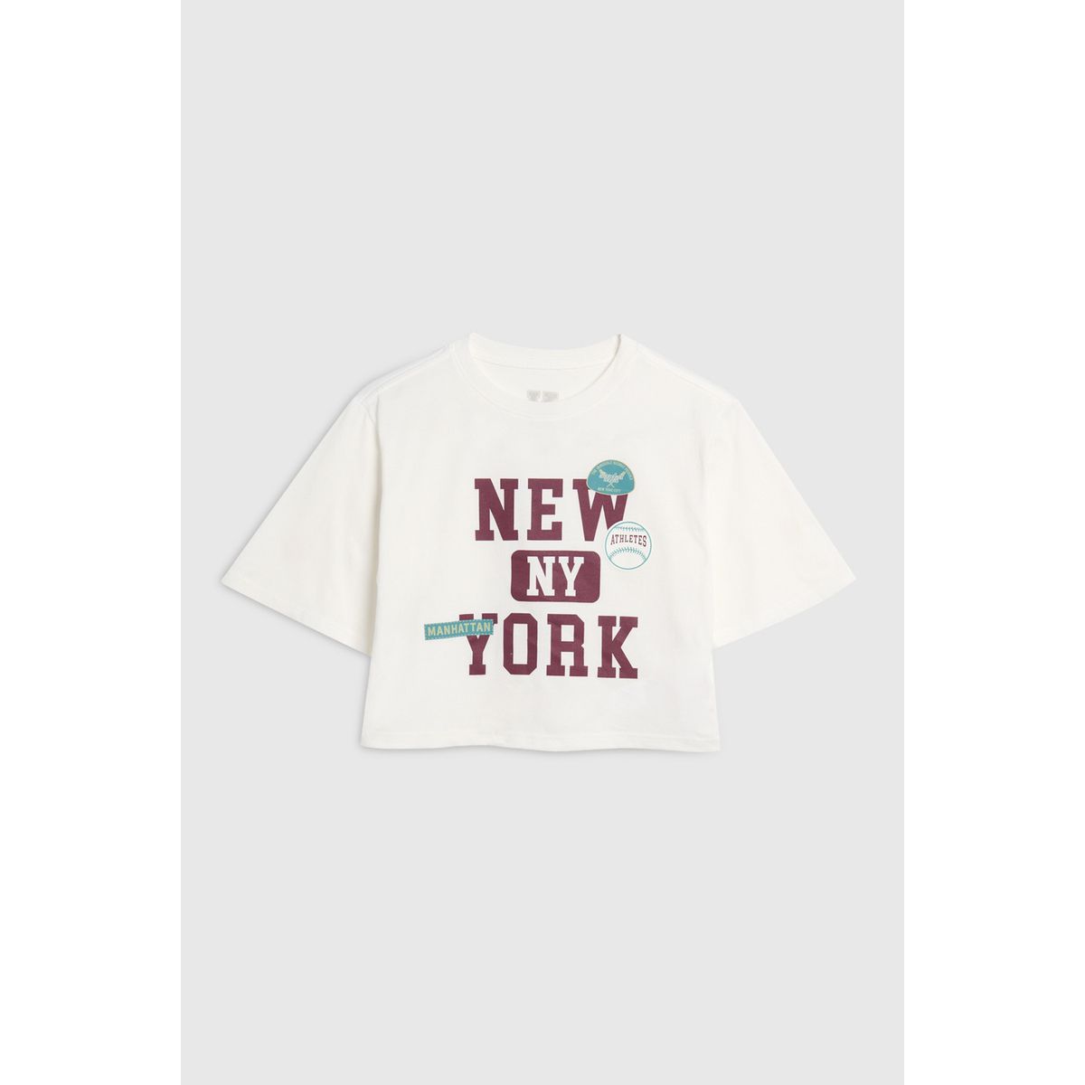 KOAJ - KOAJ Camiseta crop top college crema con manga corta Niña
