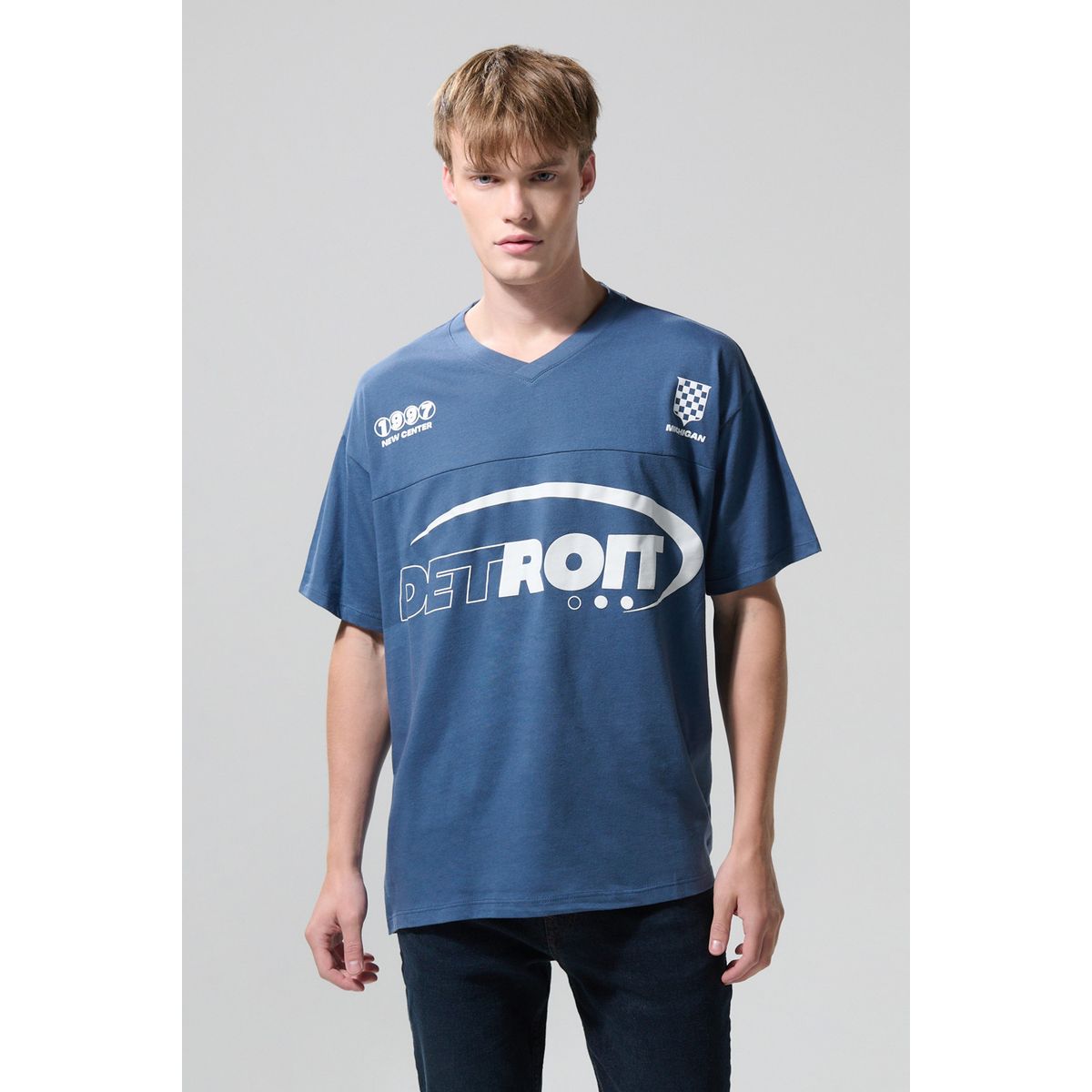 KOAJ - KOAJ Camiseta manga corta cuello v masculina oversize Hombre