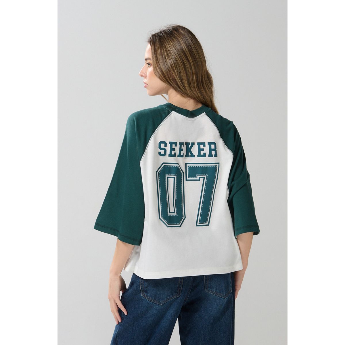 KOAJ - KOAJ Camiseta crop top crema oversize con arte de Harry Pot Mujer