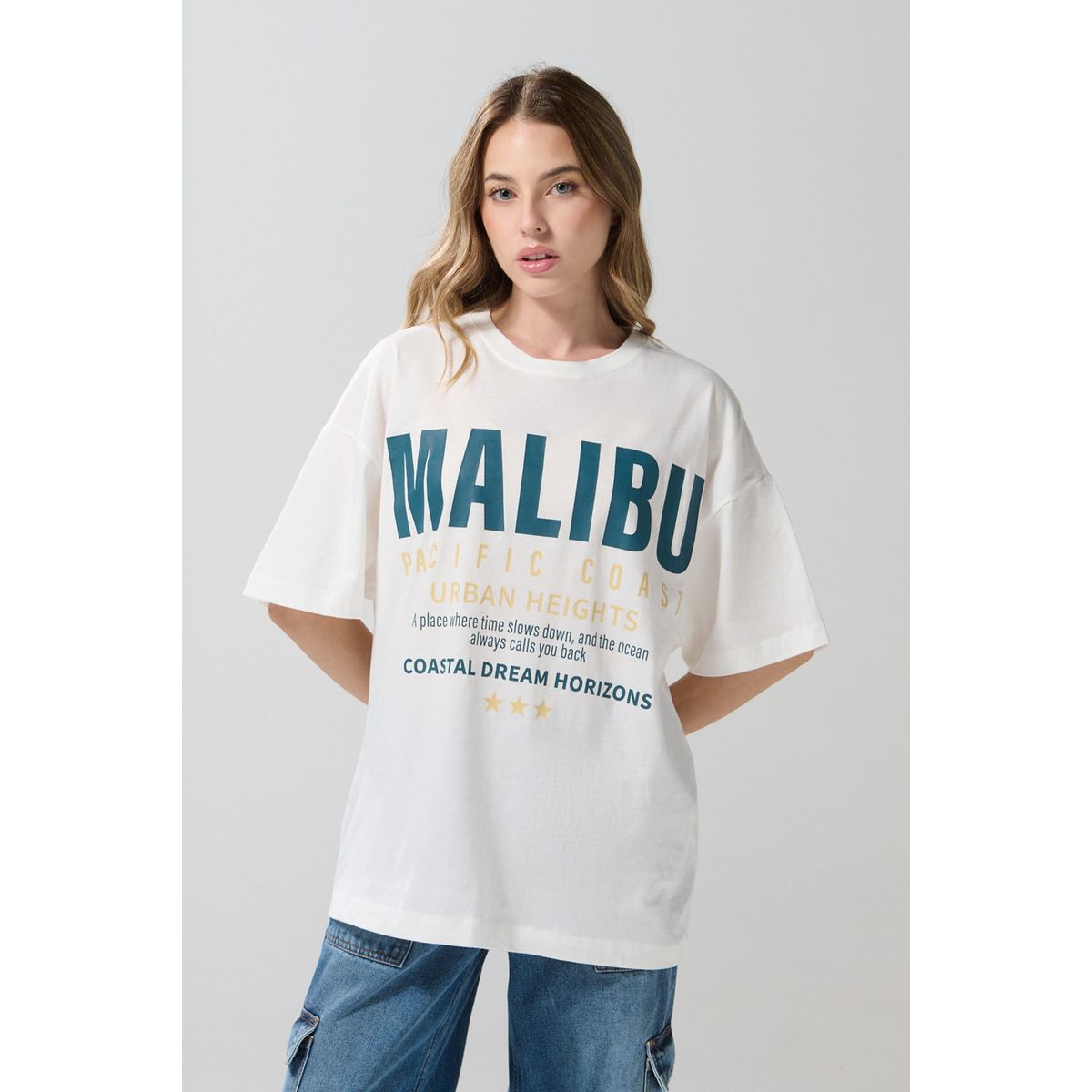 KOAJ - KOAJ Camiseta femenina fit super oversize manga corta Mujer