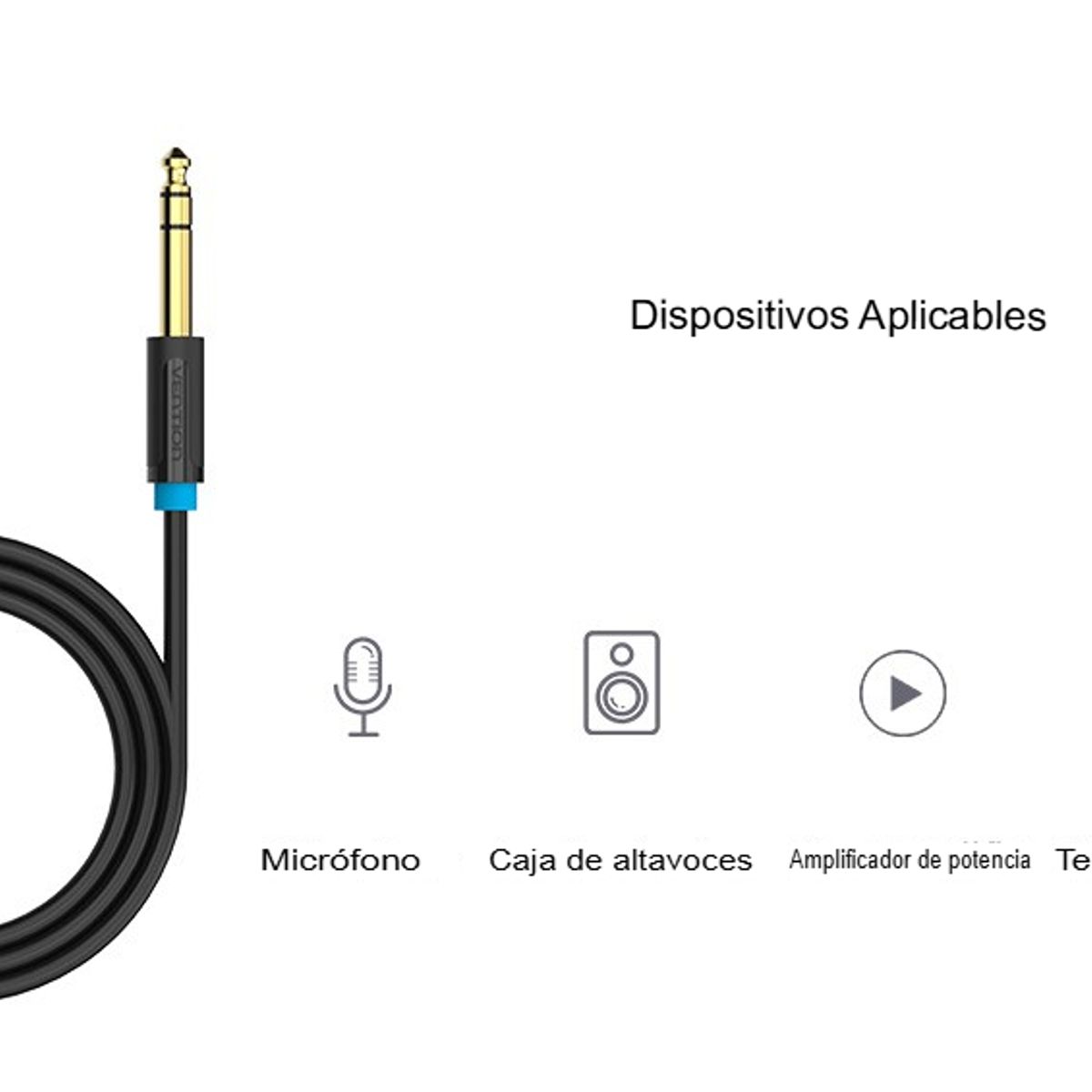GENERICO - Cable Auxiliar Vention 35mm A 65mm Macho A Macho Audio