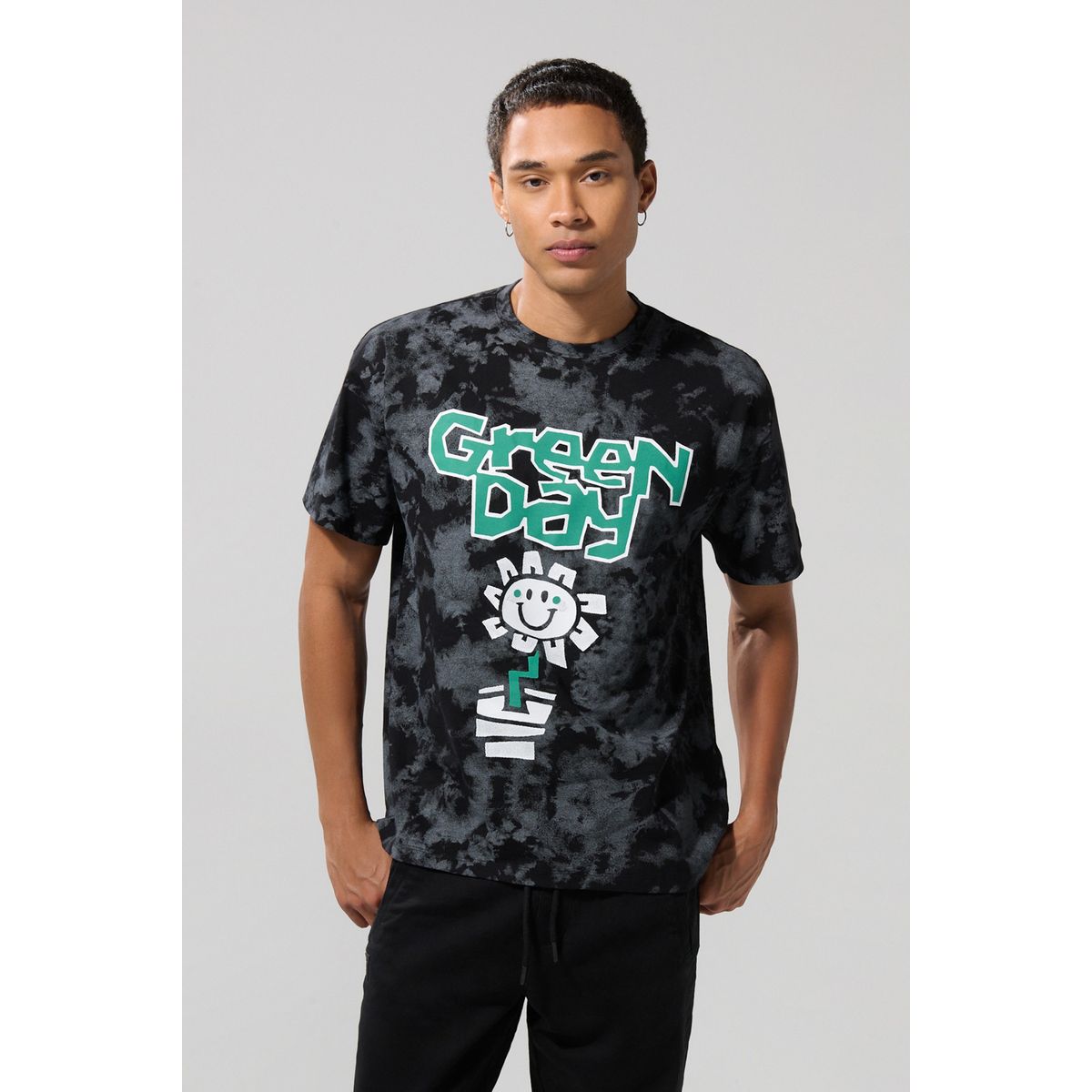 KOAJ - KOAJ Camiseta oversize crema manga corta de Green Day Hombre