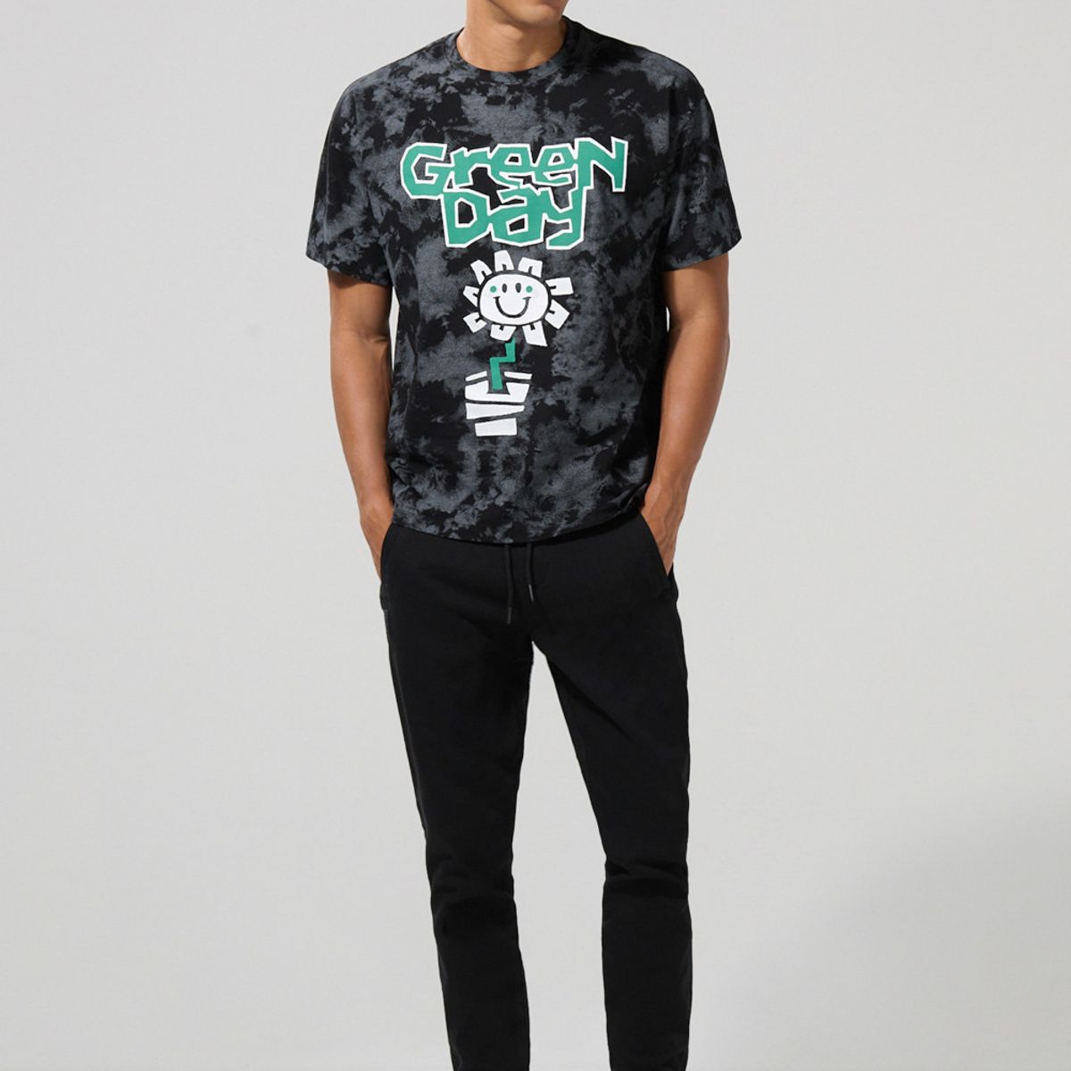 KOAJ - KOAJ Camiseta oversize crema manga corta de Green Day Hombre